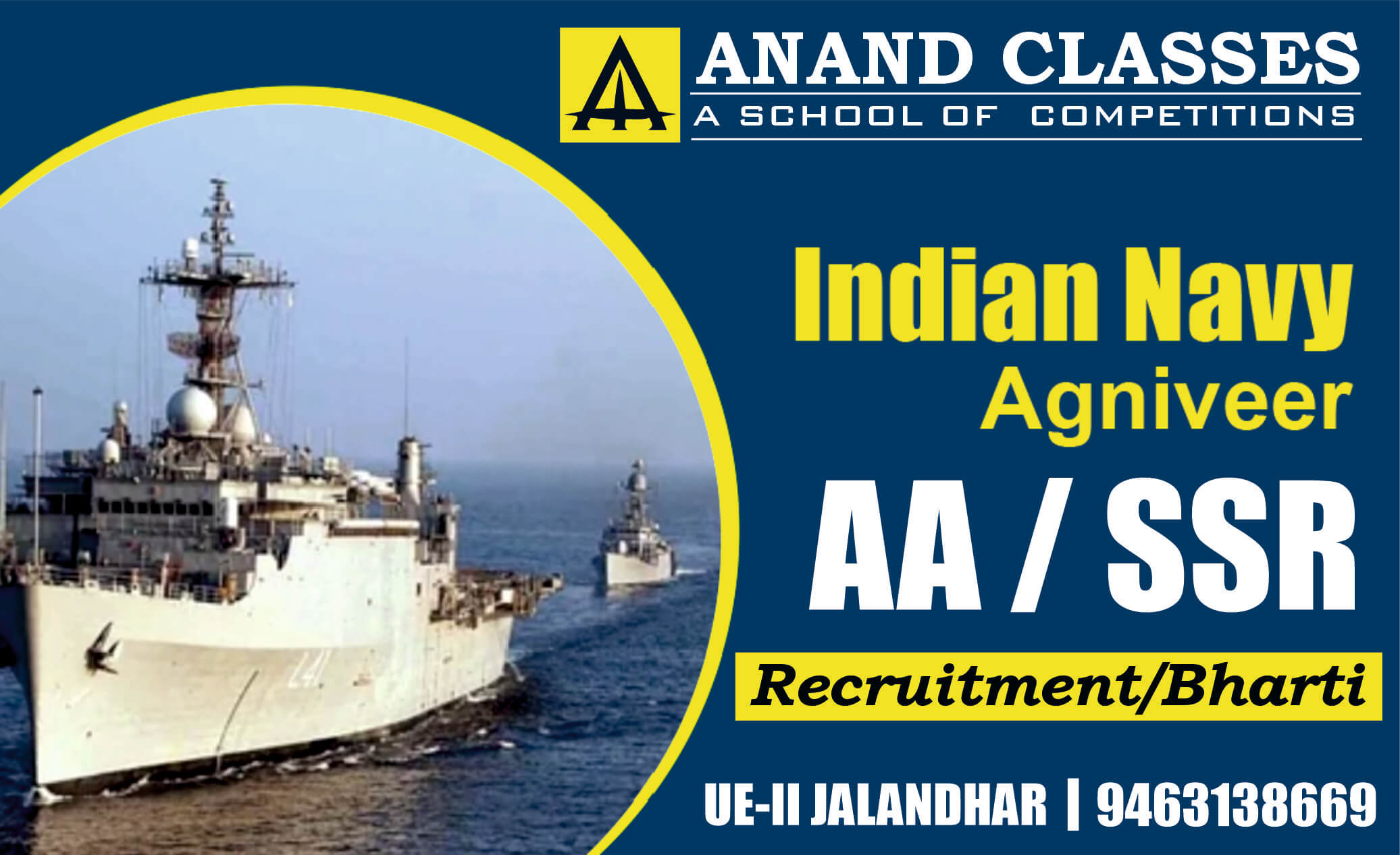 Navy AA SSR Sailors Agniveer Bharti Recruitment Training Exam Coaching Center Academy Classes In Jalandhar Punjab